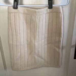 Boutique cream lamb & rabbit hair blend mini skirt